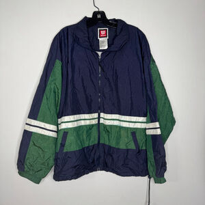 Wilson Vintage (80s/early 90s) Navy Blue Green White Color-block Design Jacket